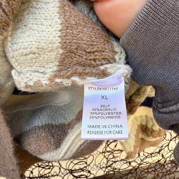 Baltic Born Kira Striped Sweater Navy Sage Tan Beige Soft Chunky NK11144 Size XL - Picture 3 of 10